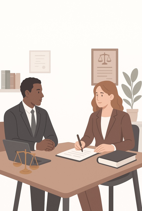 Two attorneys in law office